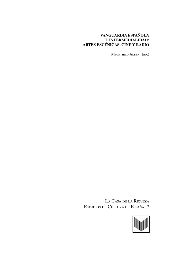 Vanguardia espanola e intermedialidad Spanish Edition Mechthild Albert Kitap Kapağı