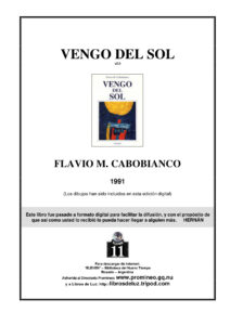 Vengo del sol Spanish Edition flavio M Cabobianco Kitap Kapağı