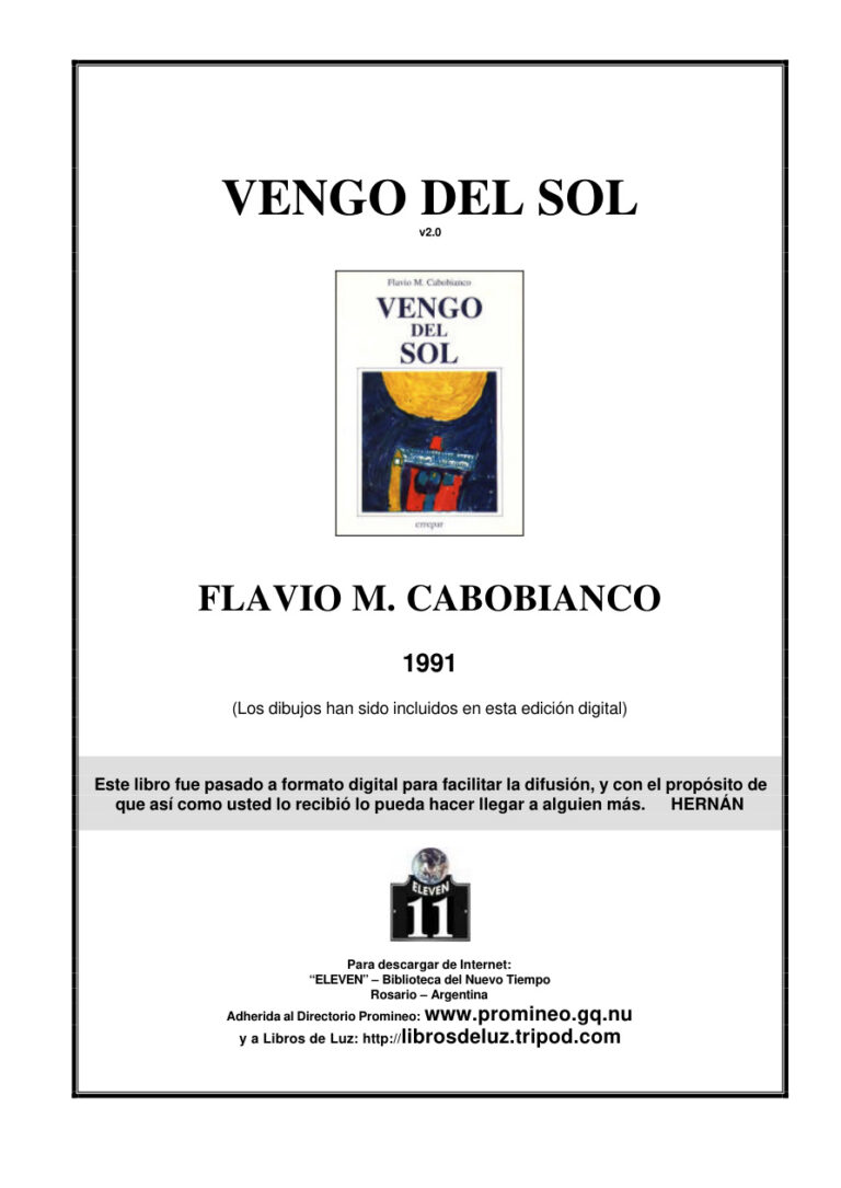 Vengo del sol Spanish Edition flavio M Cabobianco Kitap Kapağı