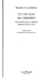Yo no soy mi cerebro Spanish Edition Markus Gabriel Kitap Kapağı