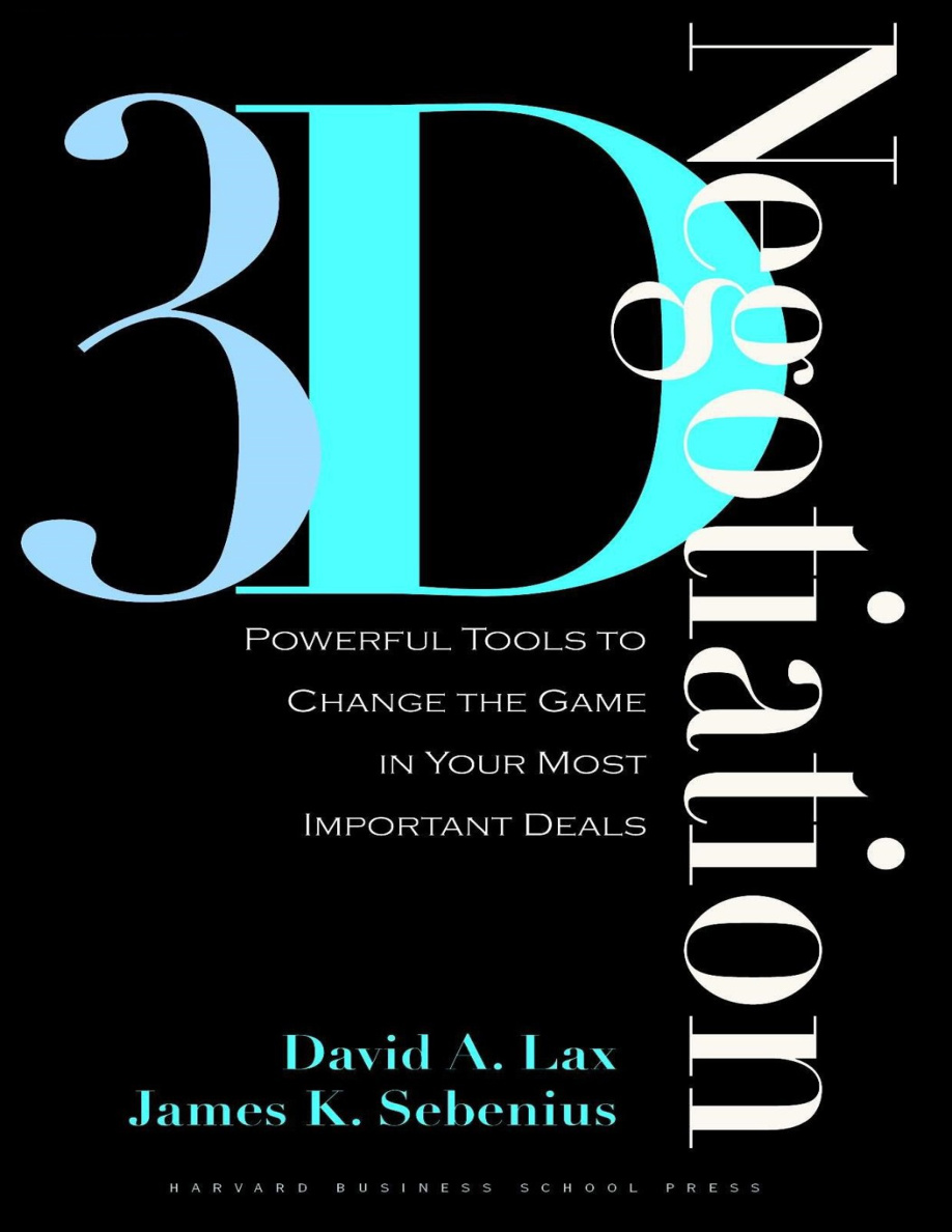 3D Negotiation Powerful Tools to Change the Game PDF Download