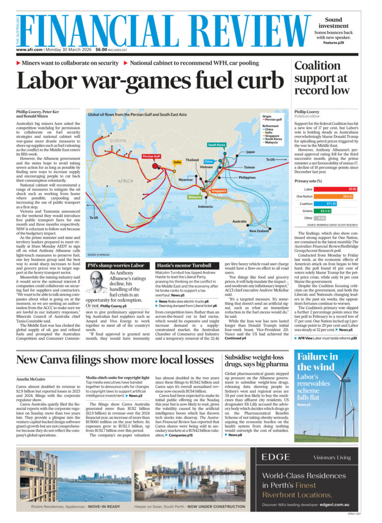 Australian Financial Review 30 March 2026 Australian Financial Review Kitap Kapağı