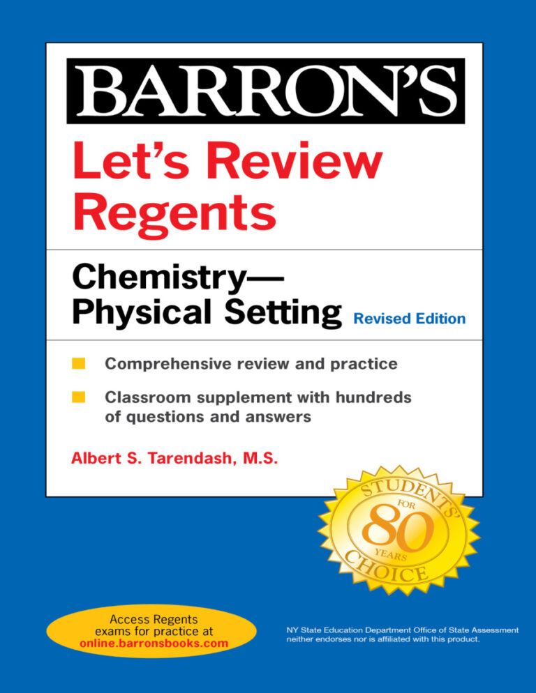 Barrons Lets Review Regents Chemistry Physical Setting Albert S Tarendash Kitap Kapağı