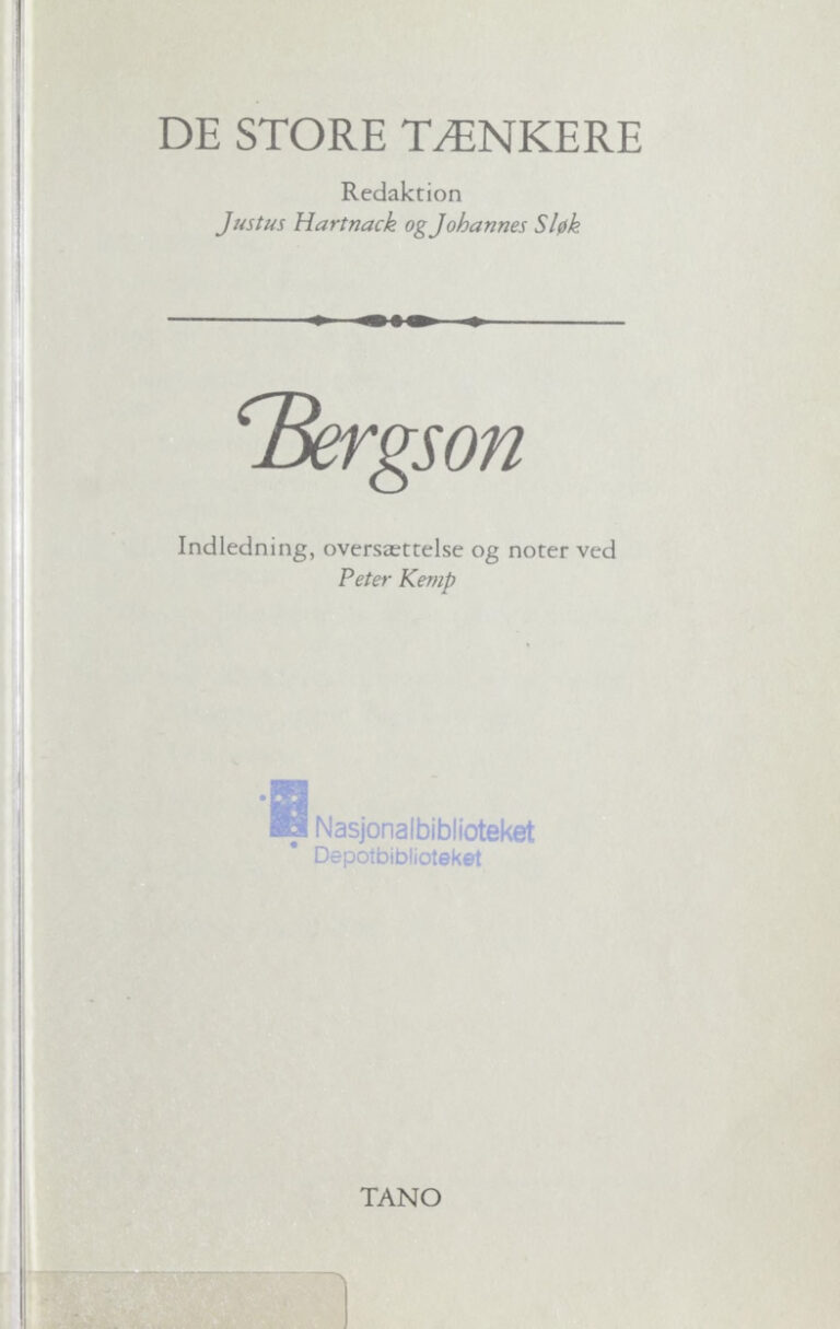 Bergson Danish Edition Peter Kemp Kitap Kapağı