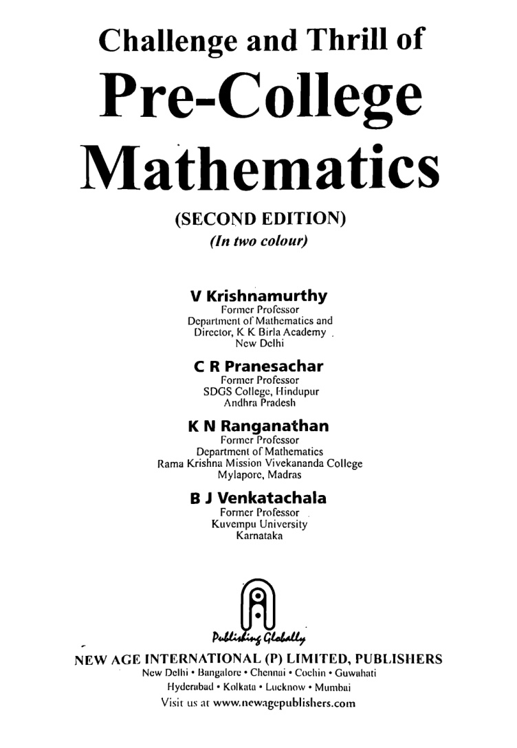 Challenge and Thrill of Pre College Mathematics V Krishnamurthy Kitap Kapağı