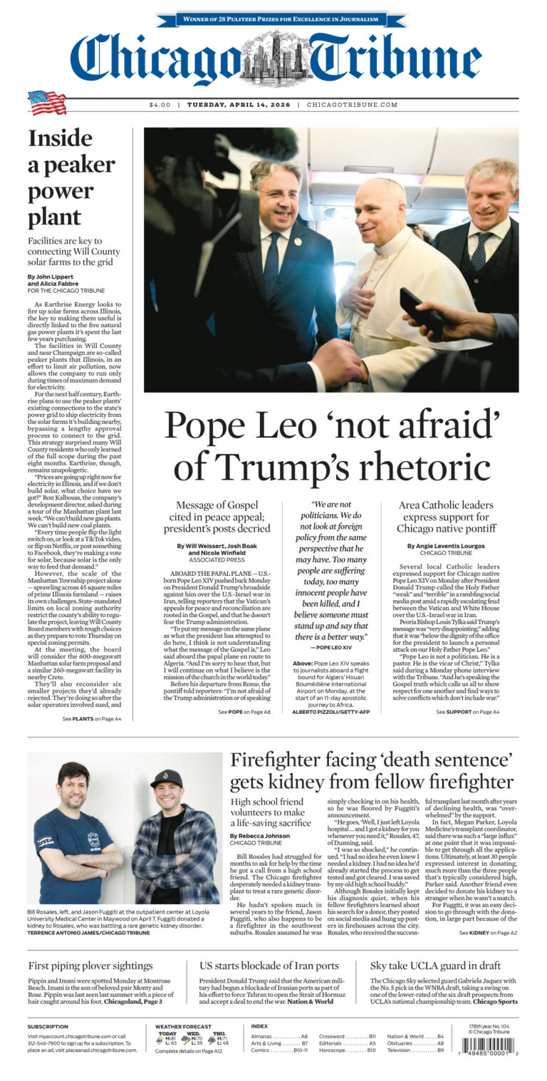 Chicago Tribune April 14 2026 Chicago Tribune Kitap Kapağı
