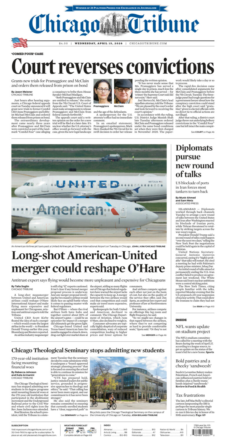 Chicago Tribune April 15 2026 Chicago Tribune Kitap Kapağı