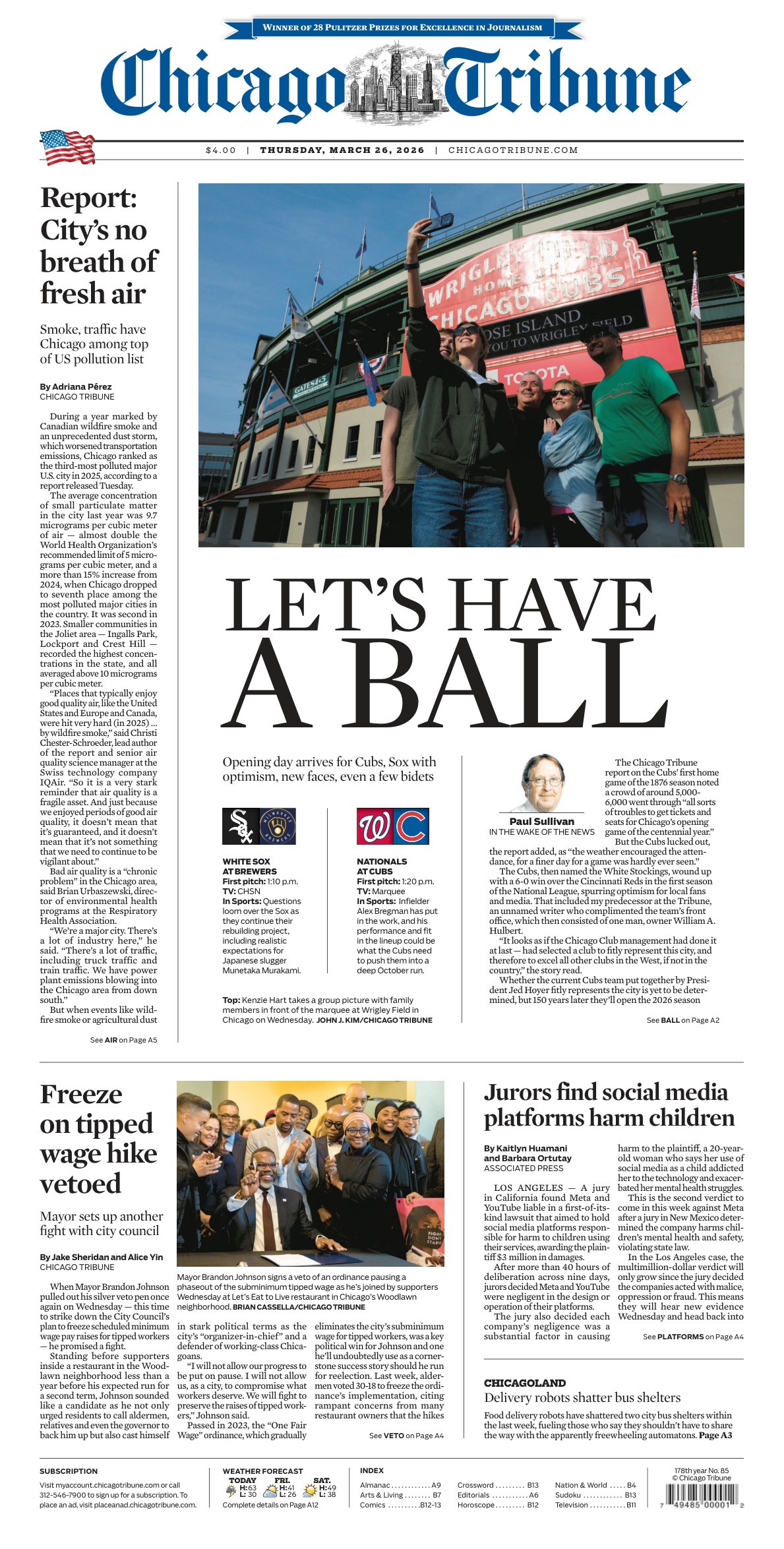 Chicago Tribune March 26 2026 Chicago Tribune Kitap Kapağı