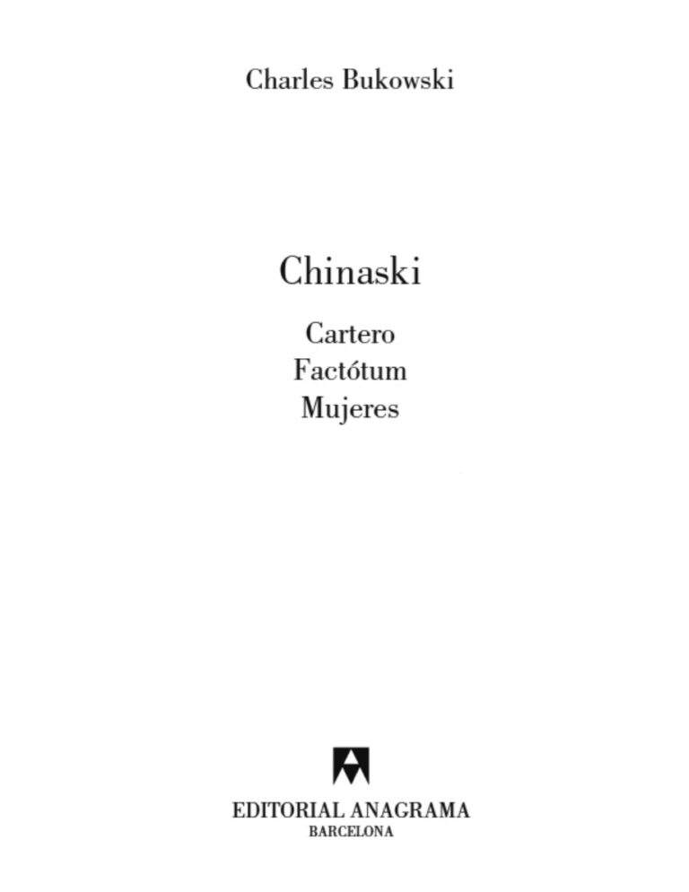 Chinaski Spanish Edition Charles Bukowski Kitap Kapağı