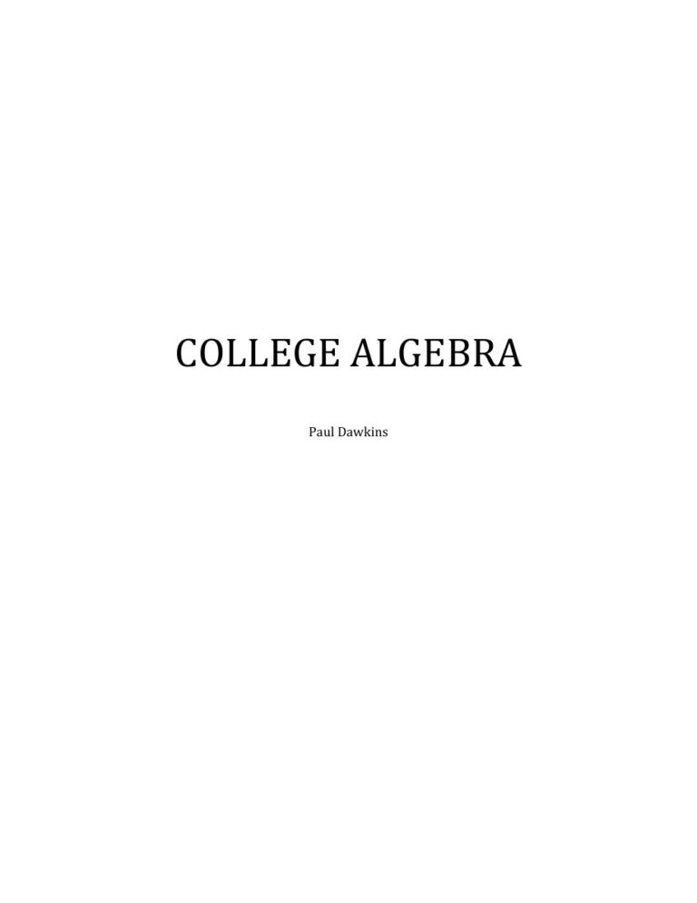 College Algebra Paul Dawkins Kitap Kapağı