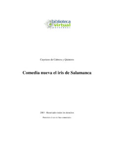Comedia Nueva El Iris De Salamanca Spanish Edition Cabrera Y Quintero Cayetano Kitap Kapağı