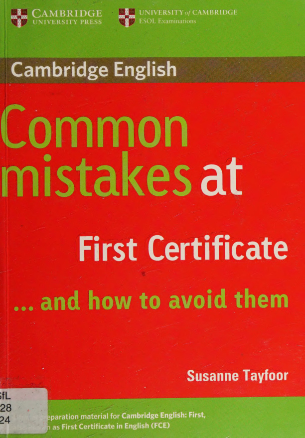 Common Mistakes at First Certificate and how to avoid them Tayfoor Susanne Kitap Kapağı