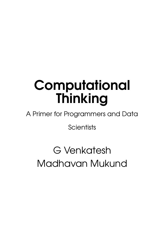 Computational Thinking A Primer for Programmers and Data Scientists G Venkatesh Kitap Kapağı