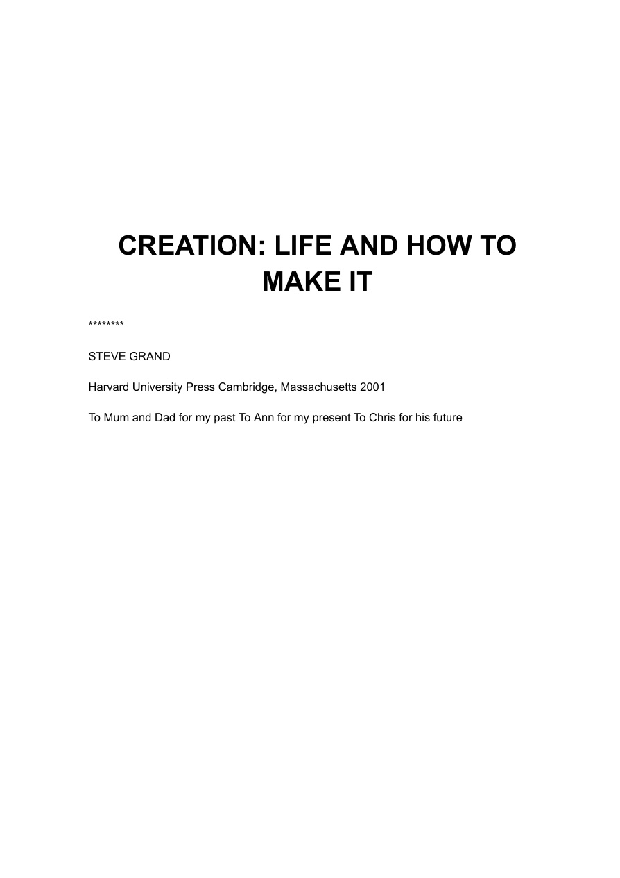 Creation: Life and How to Make It PDF Download – Steve Grand