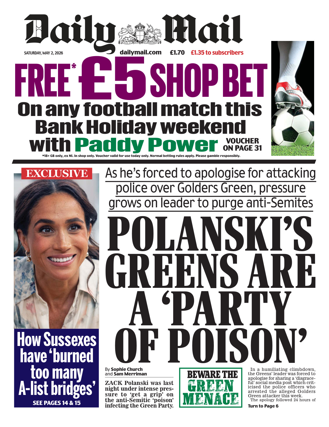 Daily Mail 02 May 2026 Daily Mail Kitap Kapağı