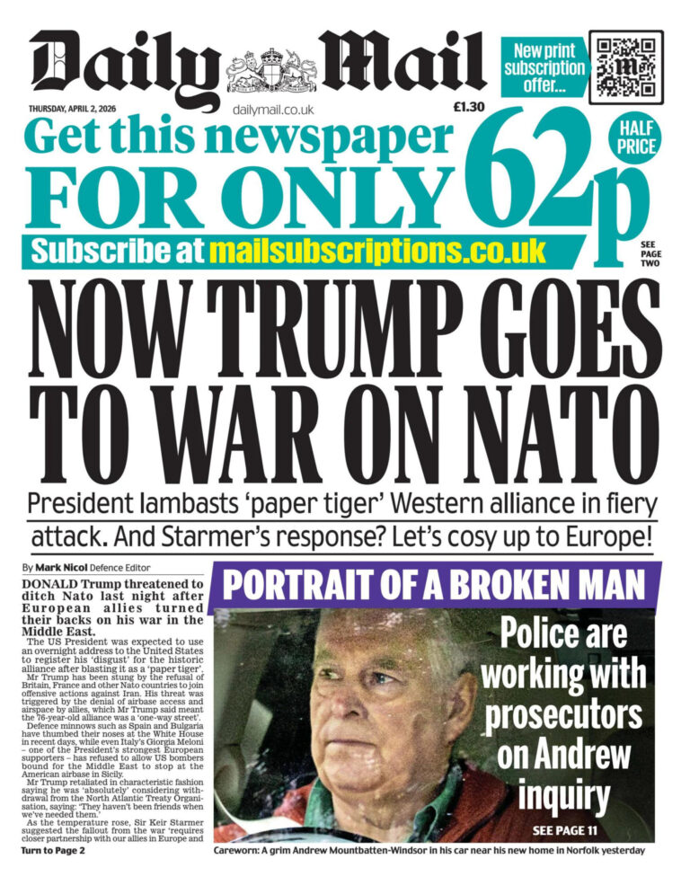 Daily Mail 2 April 2026 Daily Mail Kitap Kapağı