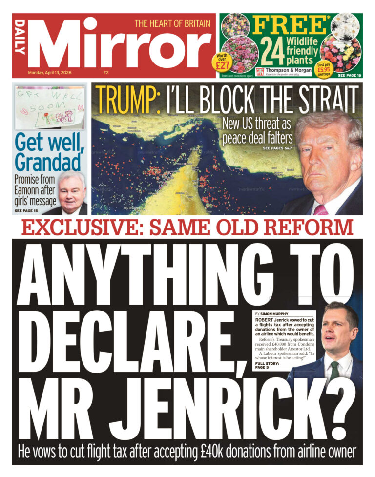 Daily Mirror April 13 2026 Daily Mirror Kitap Kapağı