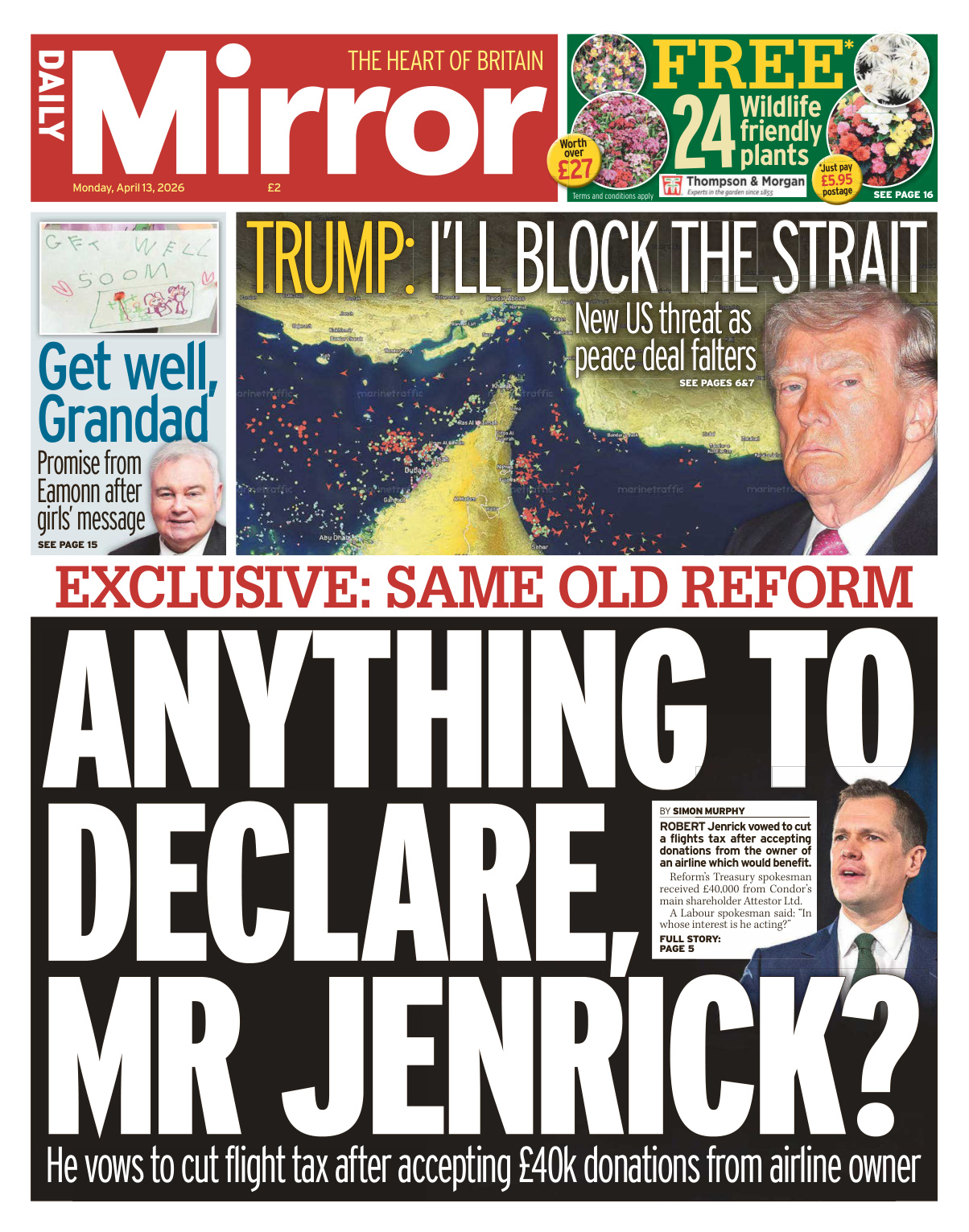 Daily Mirror April 13 2026 Daily Mirror Kitap Kapağı