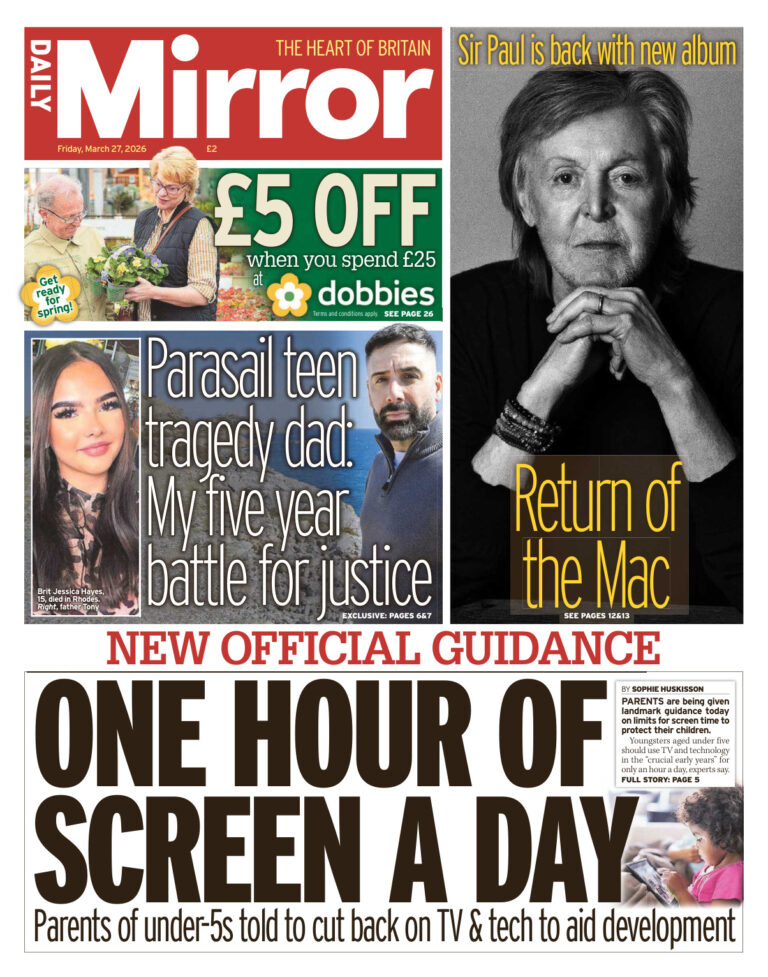 Daily Mirror March 27 2026 Daily Mirror Kitap Kapağı