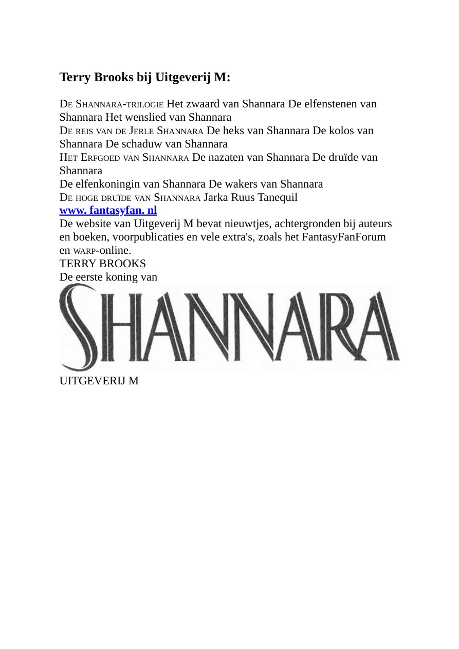 De eerste koning van Shannara Dutch Edition Terry Brooks Kitap Kapağı
