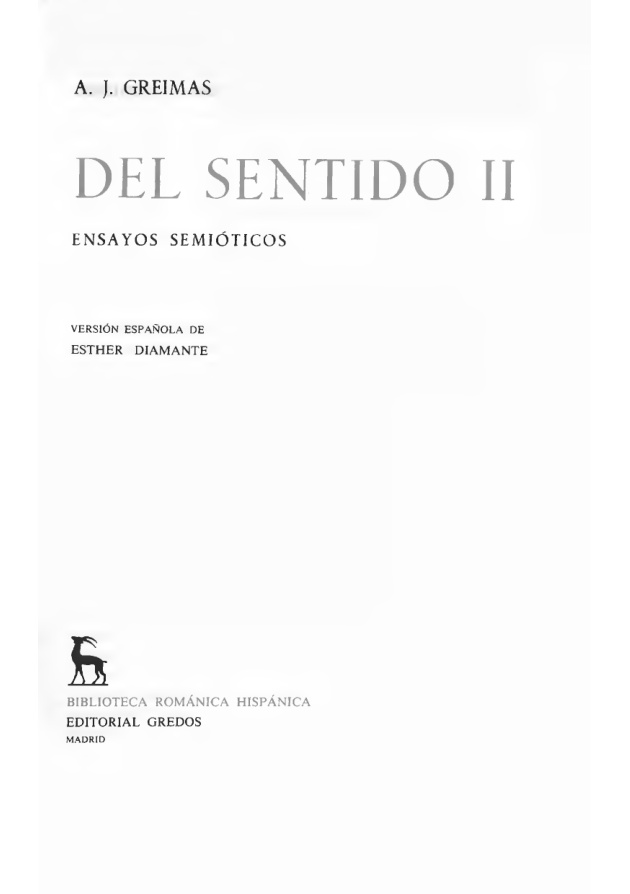 Del sentido II Ensayos semioticos version espanola de Esther Diamante Spanish Edition Algirdas Julien Greimas Kitap Kapağı