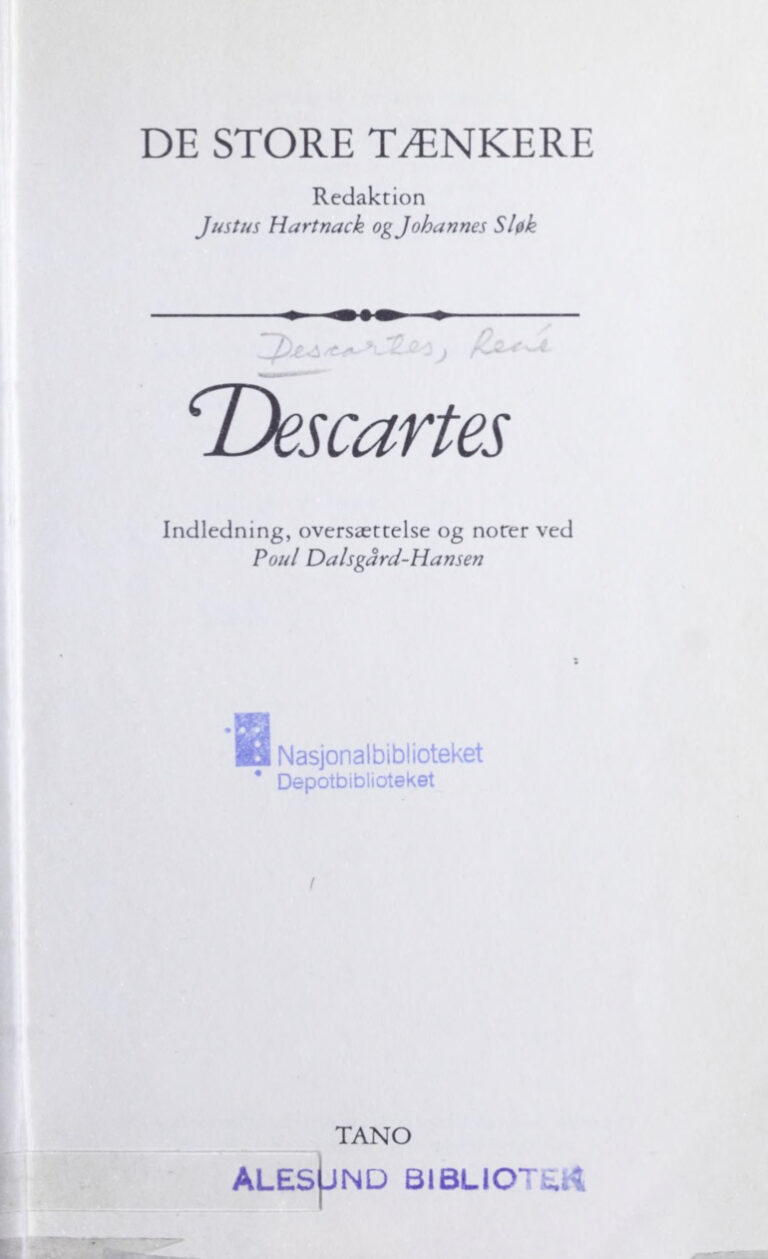 Descartes Danish Edition Poul Dalsgard Hansen Kitap Kapağı