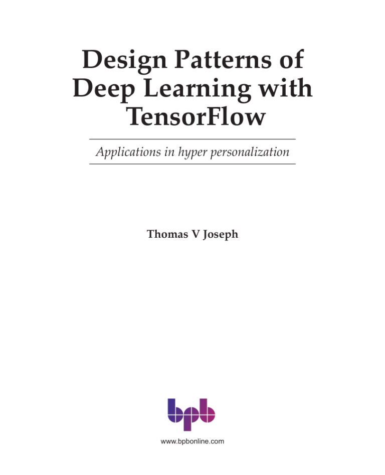 Design Patterns of DL with TensorFlow Thomas V Joseph Kitap Kapağı