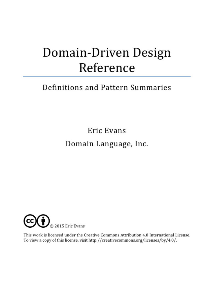 Domain Driven Design Reference Definitions and Pattern Summaries Kitap Kapağı