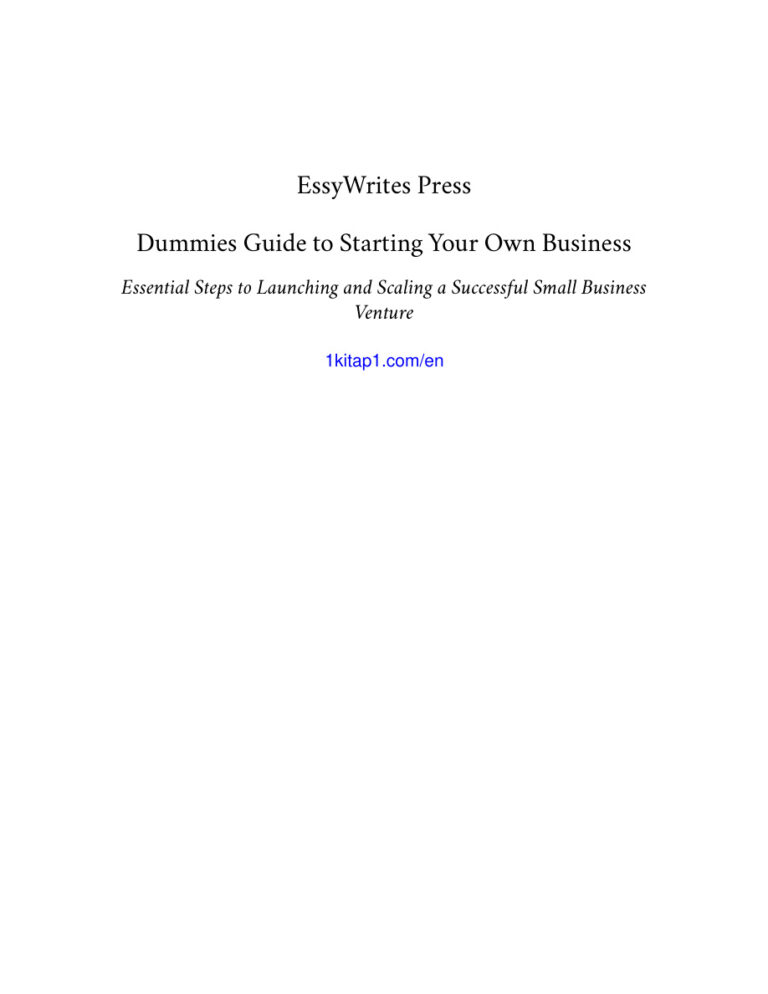 Dummies guide to starting your own business EssyWriters press Kitap Kapağı