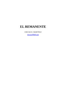 El Remanente Spanish Edition Checko E Martinez Kitap Kapağı