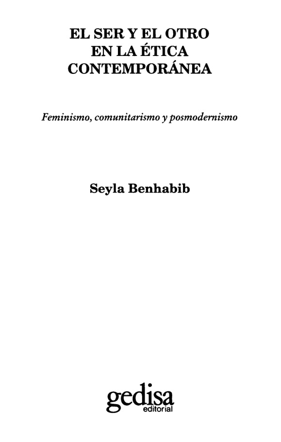 El Ser Y El Otro En La Etica Contemporanea Spanish Edition Benhabib Seyla Kitap Kapağı