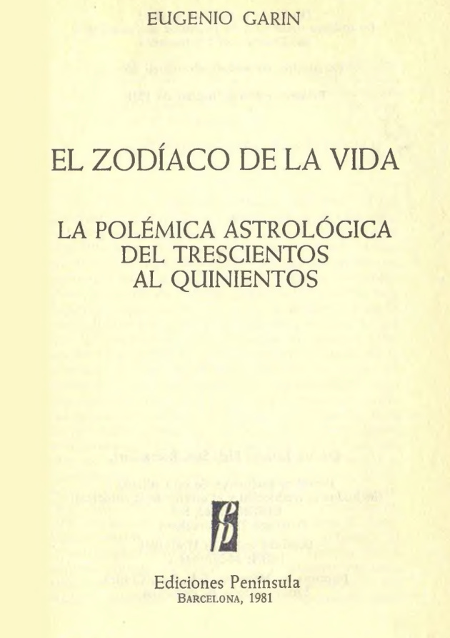 El Zodiaco de la vida Spanish Edition Eugenio Garin Kitap Kapağı