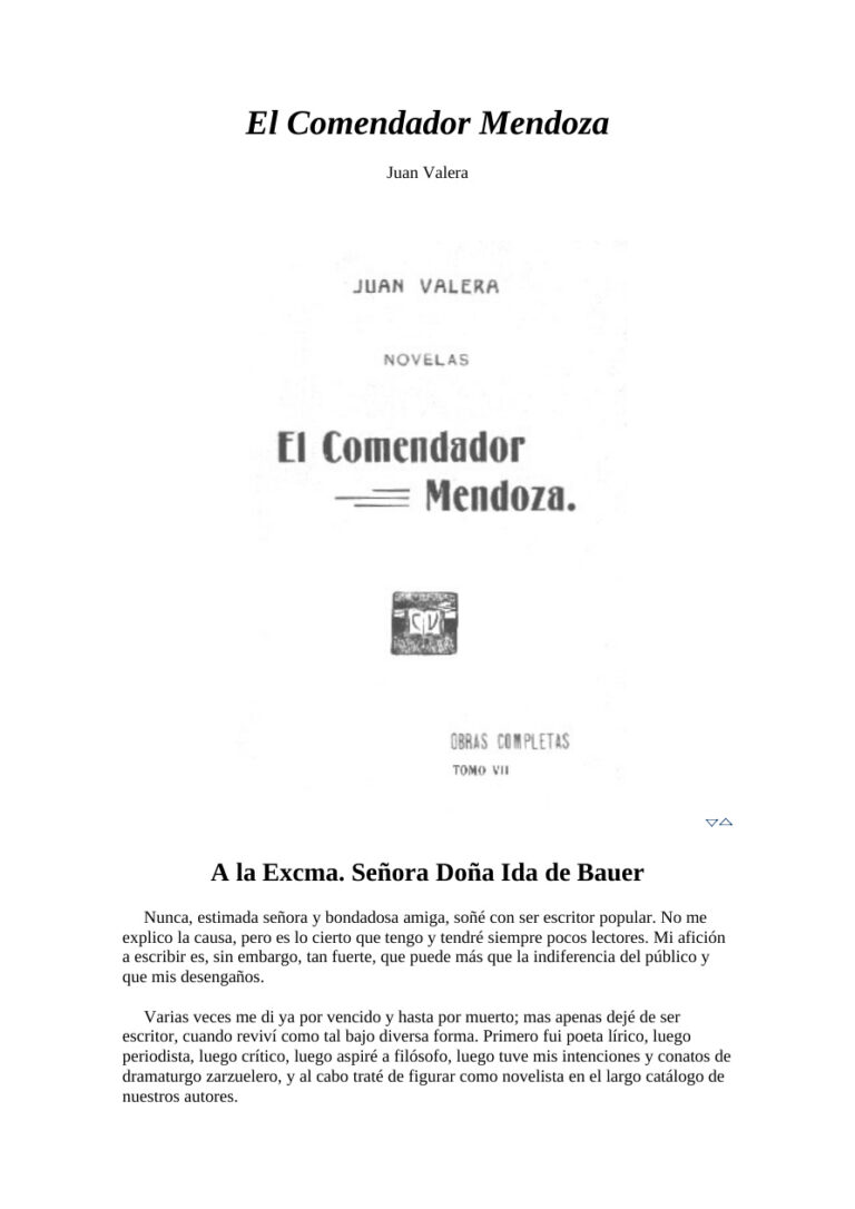 El comendador Mendoza Spanish Edition Valera Juan Kitap Kapağı