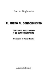 El miedo al conocimiento Spanish Edition Paul Artin Boghossian Kitap Kapağı