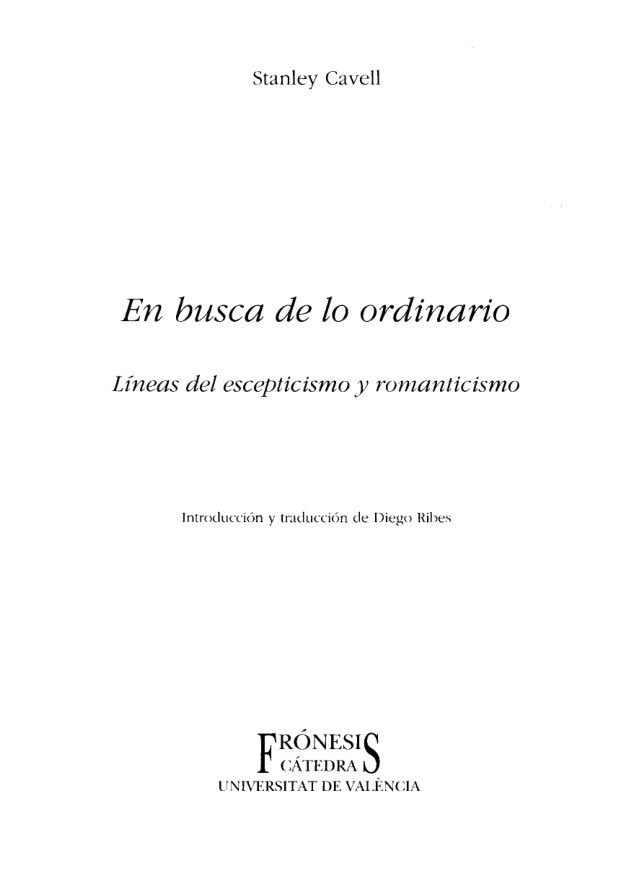 En busca de lo ordinario Spanish Edition Stanley Cavell Kitap Kapağı