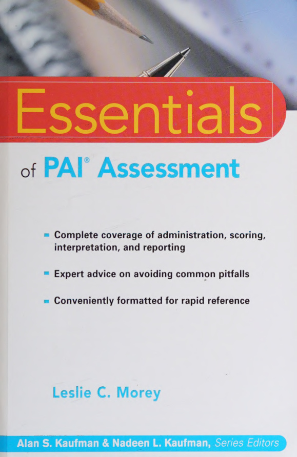 Essentials of PAI Assessment Leslie C Morey Kitap Kapağı