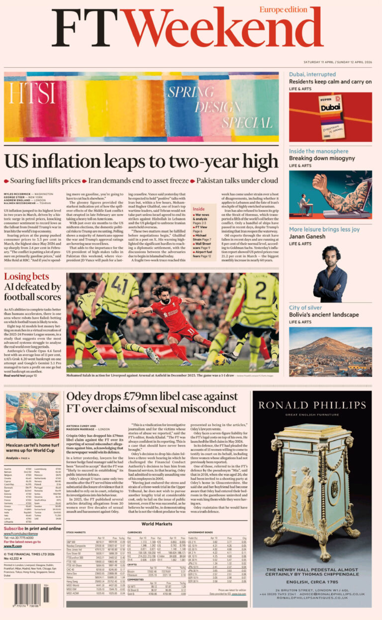 FT Weekend Europe 1112 April 2026 FT Weekend Europe Kitap Kapağı