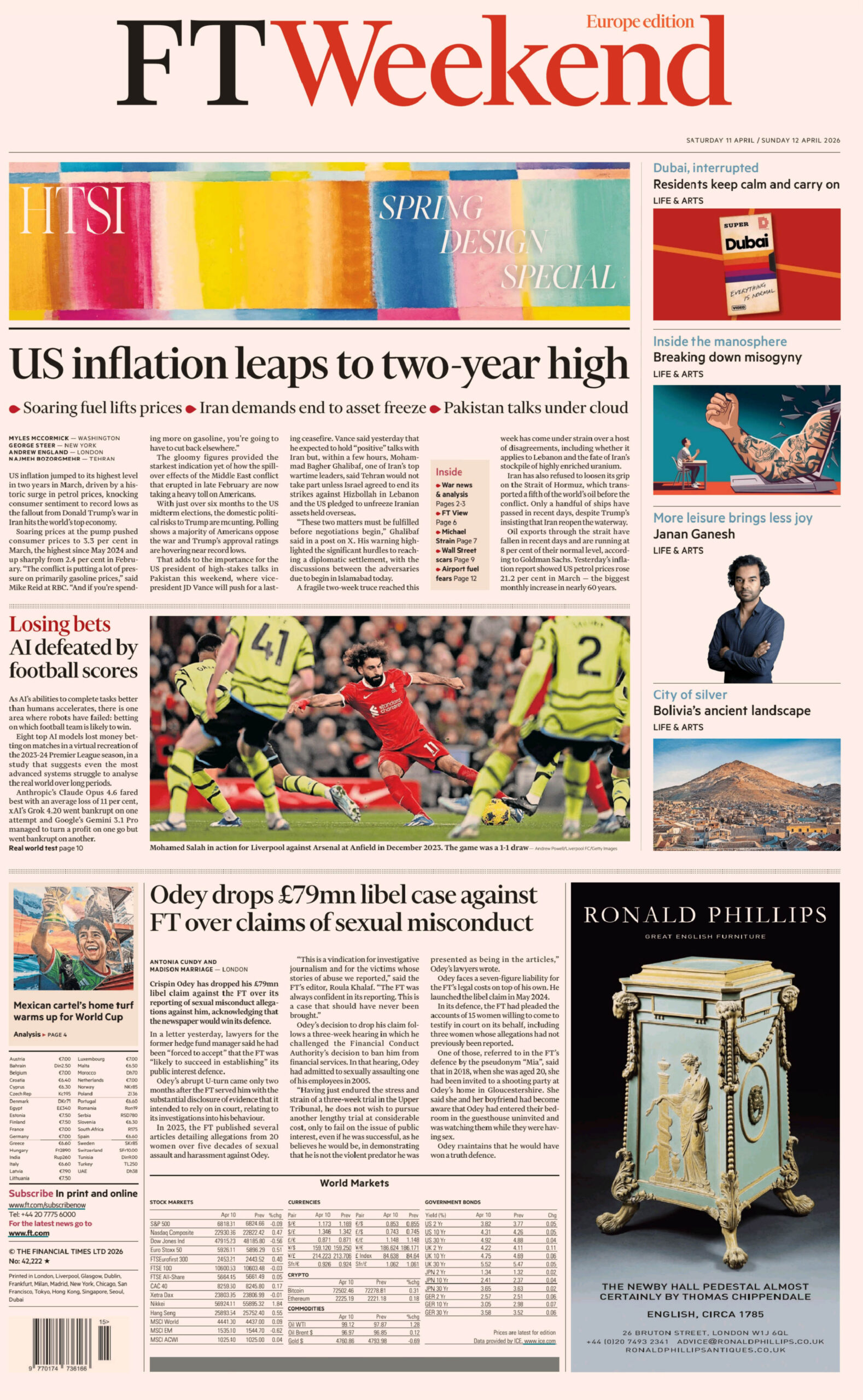 FT Weekend Europe 1112 April 2026 FT Weekend Europe Kitap Kapağı