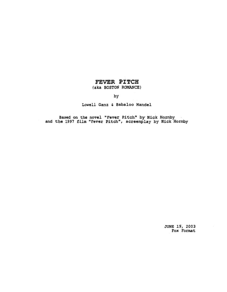 Fever Pitch Screenplay Nick Hornby Kitap Kapağı