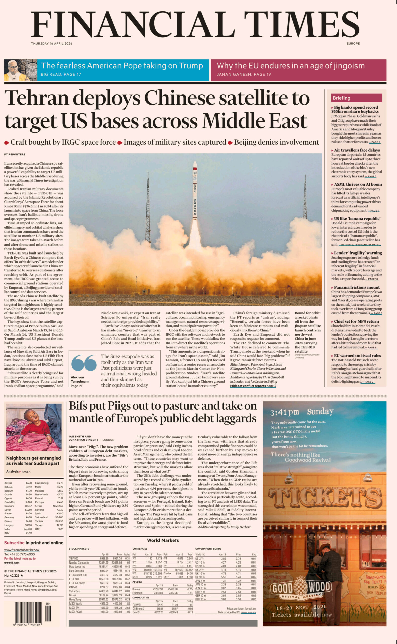 Financial Times Europe 16 April 2026 Financial Times Europe Kitap Kapağı