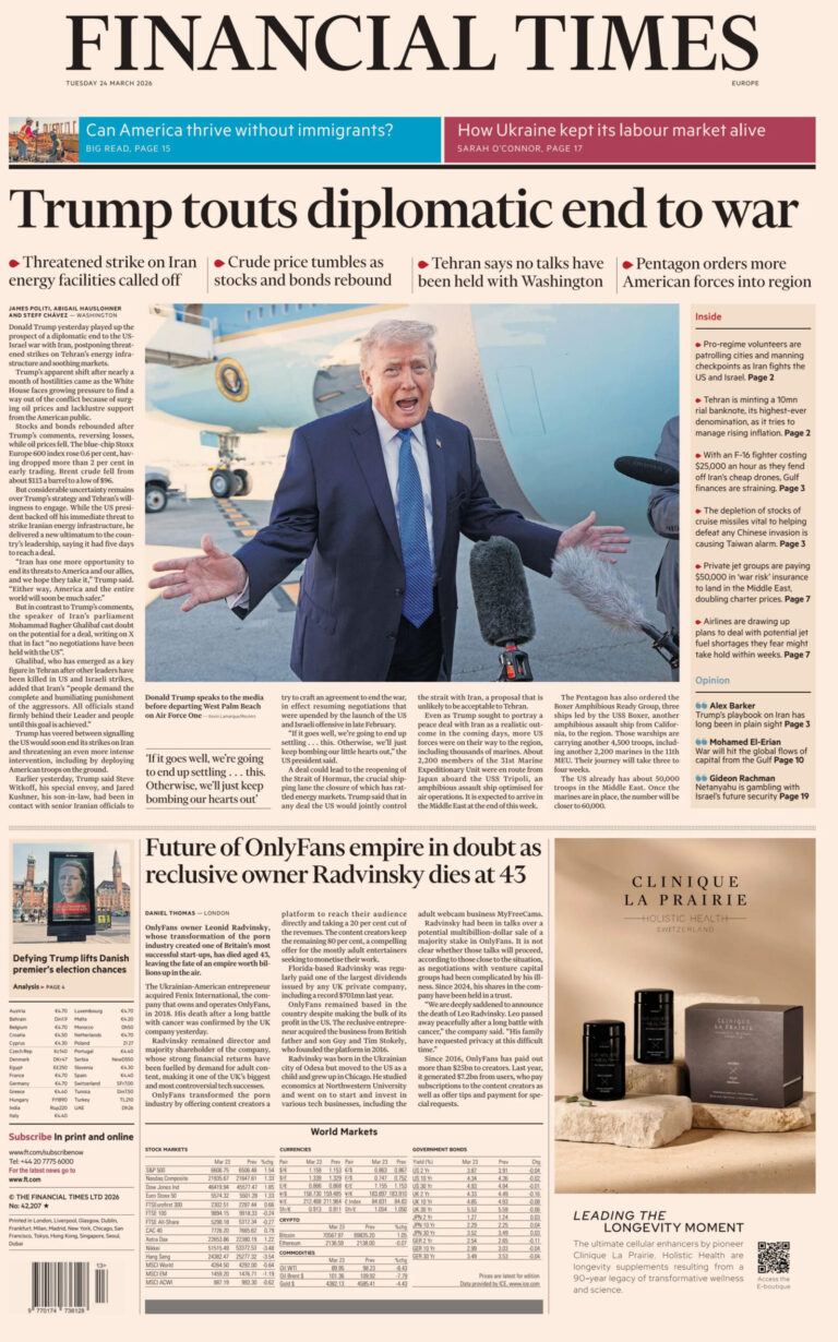 Financial Times Europe 24 March 2026 Financial Times Europe Kitap Kapağı
