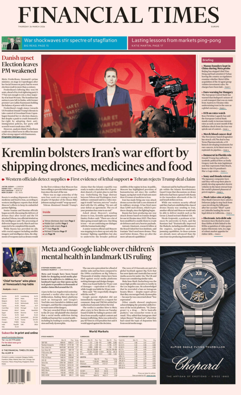 Financial Times Europe 26 March 2026 Financial Times Europe Kitap Kapağı