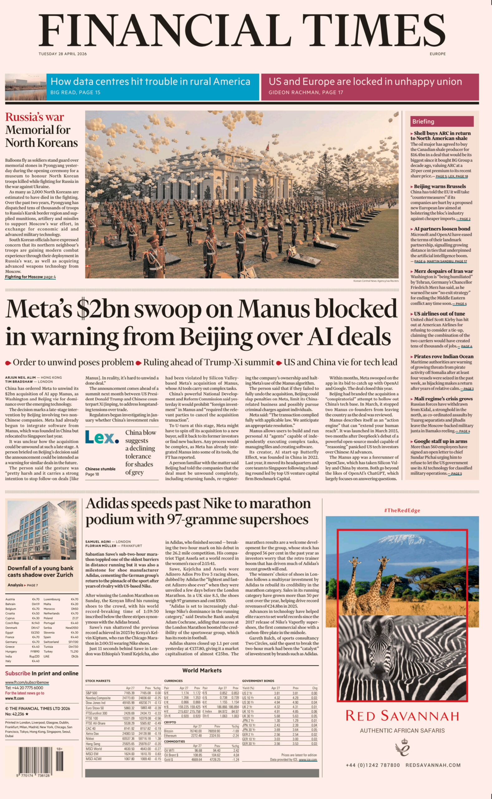 Financial Times Europe 28 April 2026 Financial Times Europe Kitap Kapağı