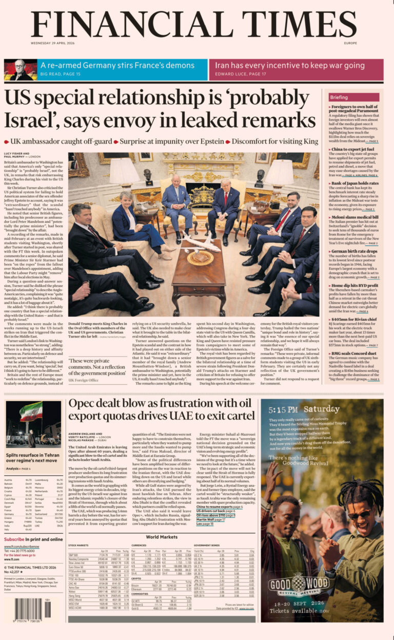 Financial Times Europe 29 April 2026 Financial Times Europe Kitap Kapağı