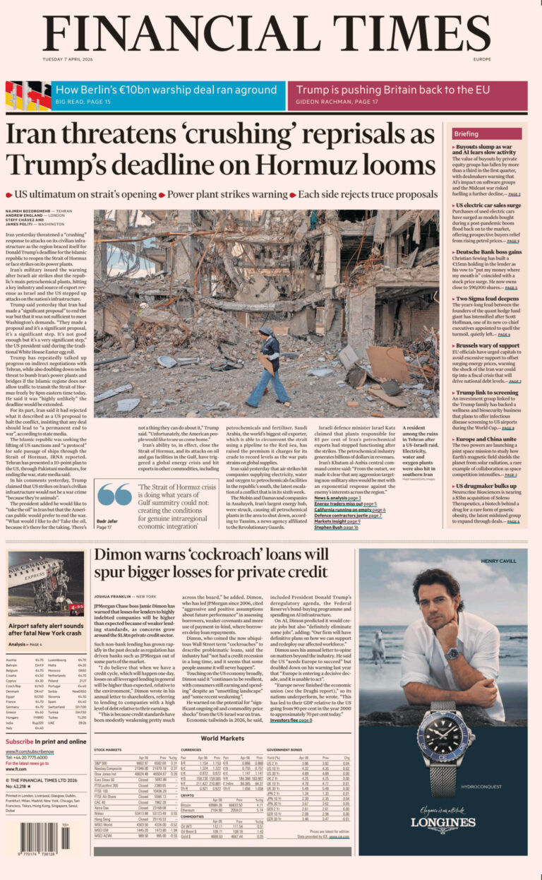 Financial Times Europe April 07 2026 Financial Times Europe Kitap Kapağı