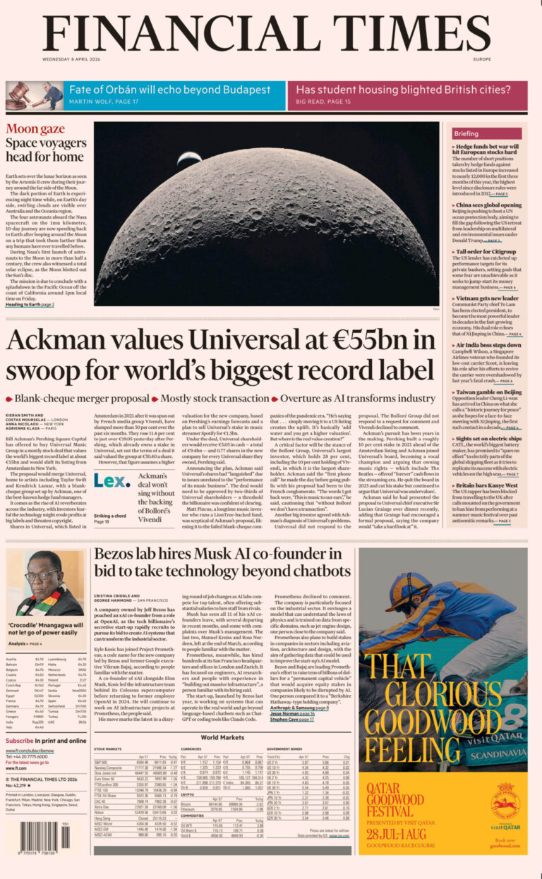 Financial Times Europe April 08 2026 Financial Times Europe Kitap Kapağı