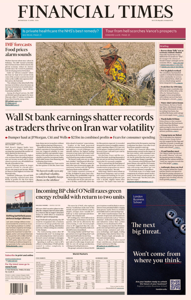 Financial Times UK 15 April 2026 Financial Times UK 15 April 2026 Kitap Kapağı