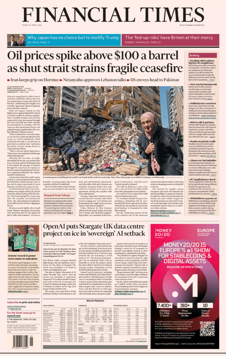Financial Times UK 10 April 2026 Financial Times UK Kitap Kapağı