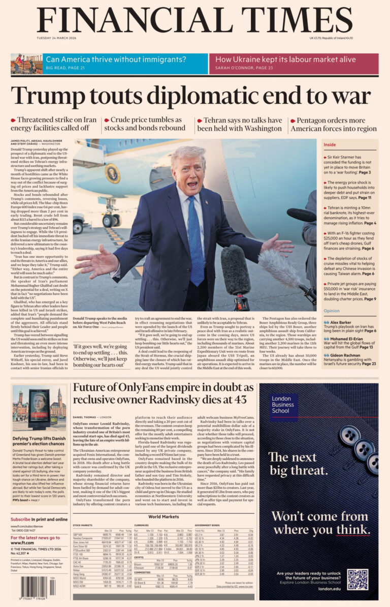 Financial Times UK 24 March 2026 Financial Times UK Kitap Kapağı