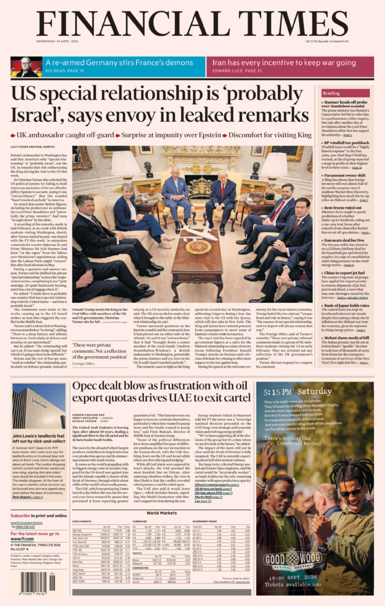 Financial Times UK 29 April 2026 Financial Times UK Kitap Kapağı